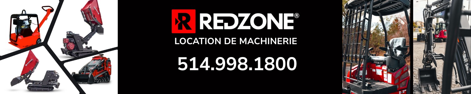 Redzone location de machinerie Rive-Sud - Pelle mécanique, Plaque vibrante, Mini chargeur